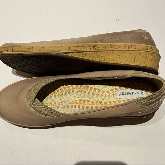 Women's Grasshoppers Light Tan Espadrilles Wedge Shoes Size 9M Cork Heels - Picture 6 of 9
